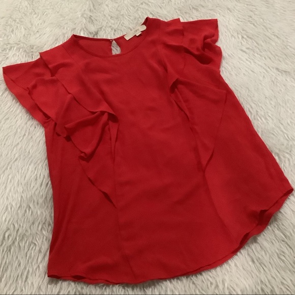 Loft red ruffle summer beach top - Picture 2 of 5